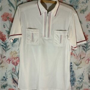 Vintage Classic White Polo Shirt with Striped Details